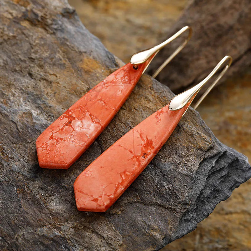 Autumn Blaze Triangle Jadeite Earrings