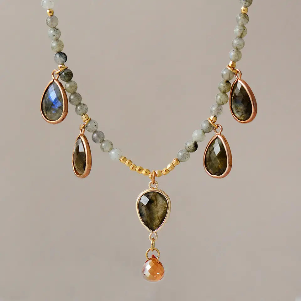 Aura Labradorite Teardrop Necklace