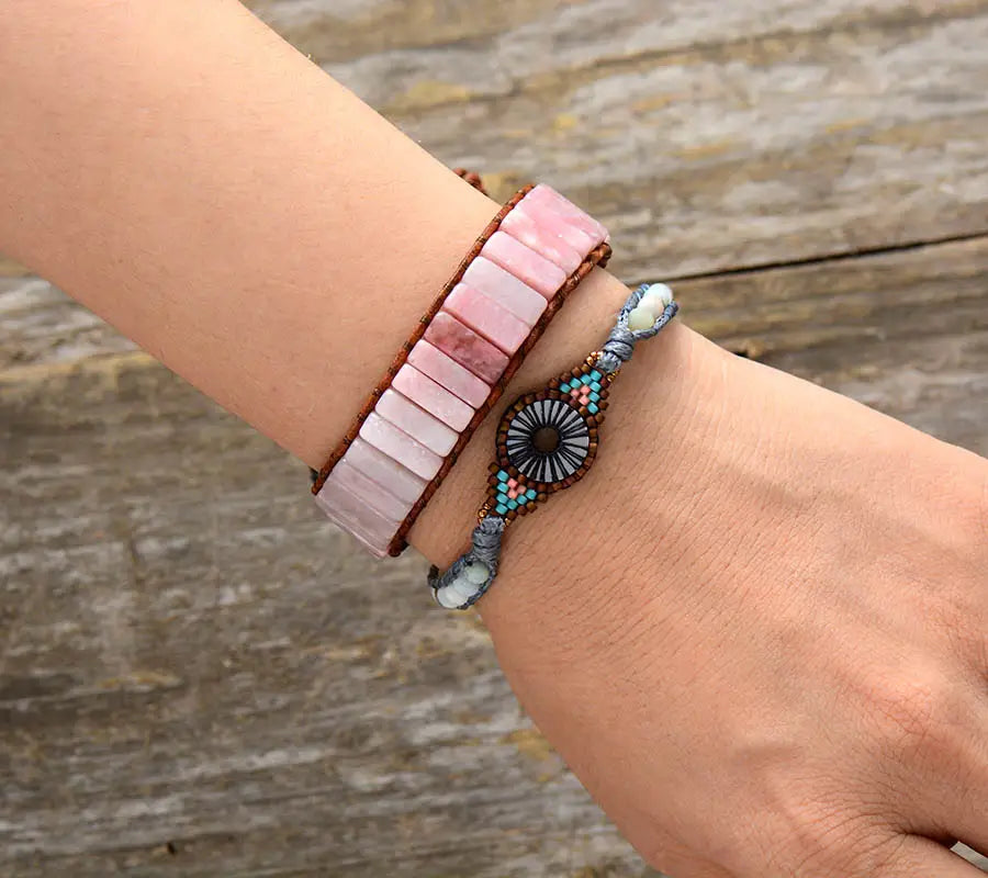 Wildflower Pink Opal Wrap Bracelet