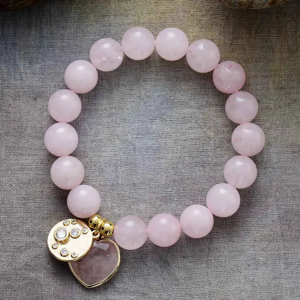 Loving Heart Rose Quartz Stretch Bracelet