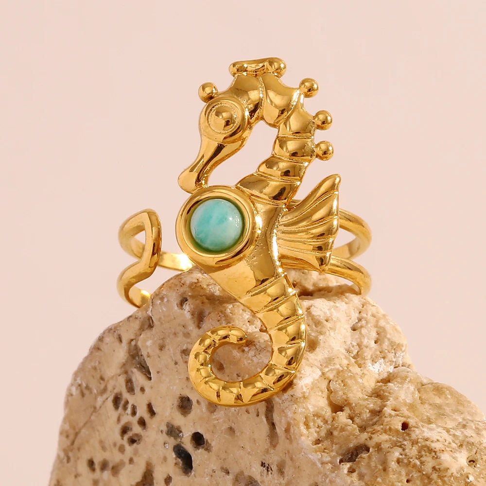 Ocean Whisper Seahorse Accent Ring