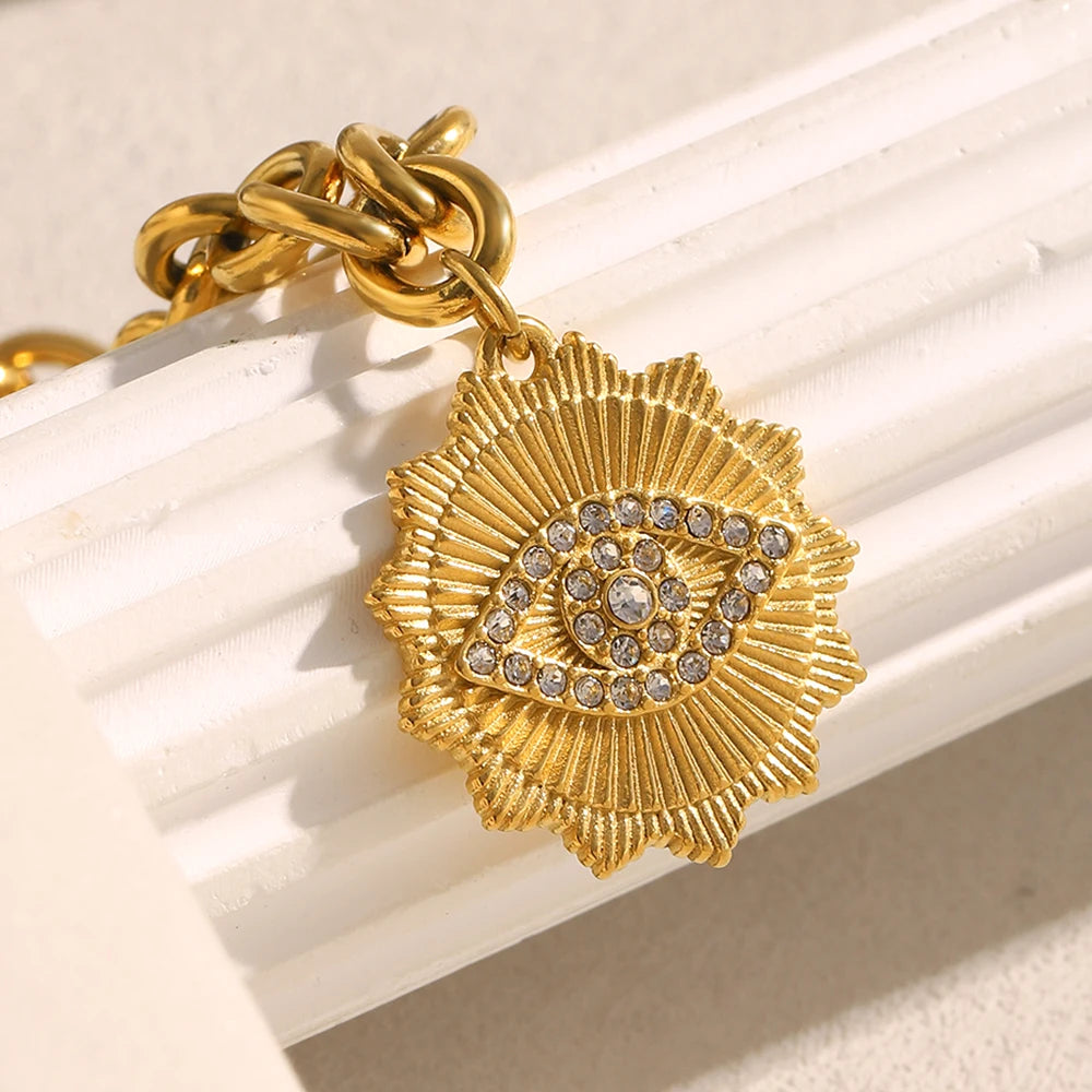 Crystal-Studded Evil Eye Bracelet