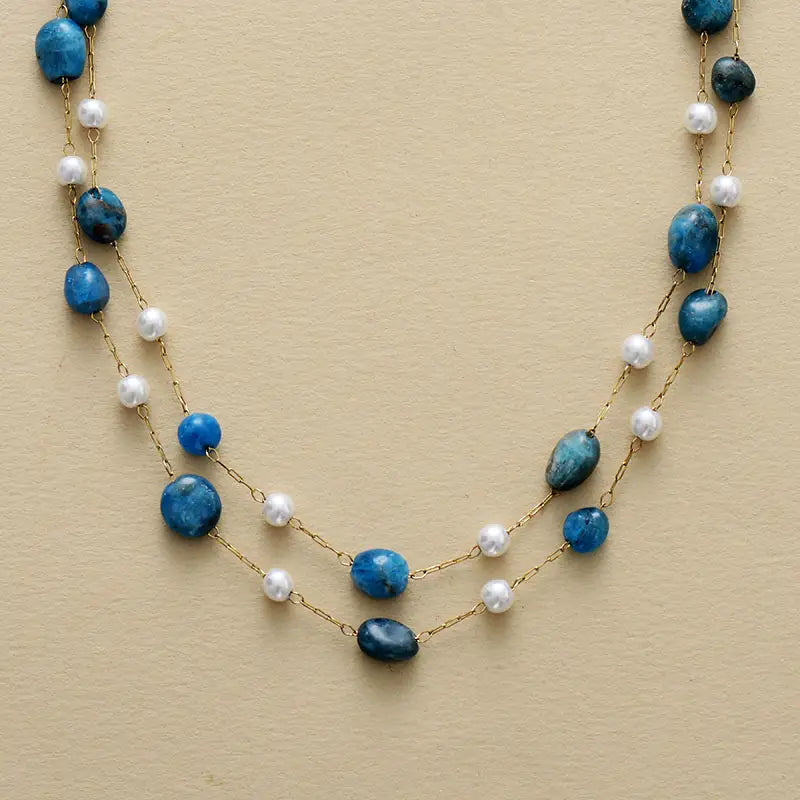Inner Wisdom Layered Lariat Necklace - Apatite