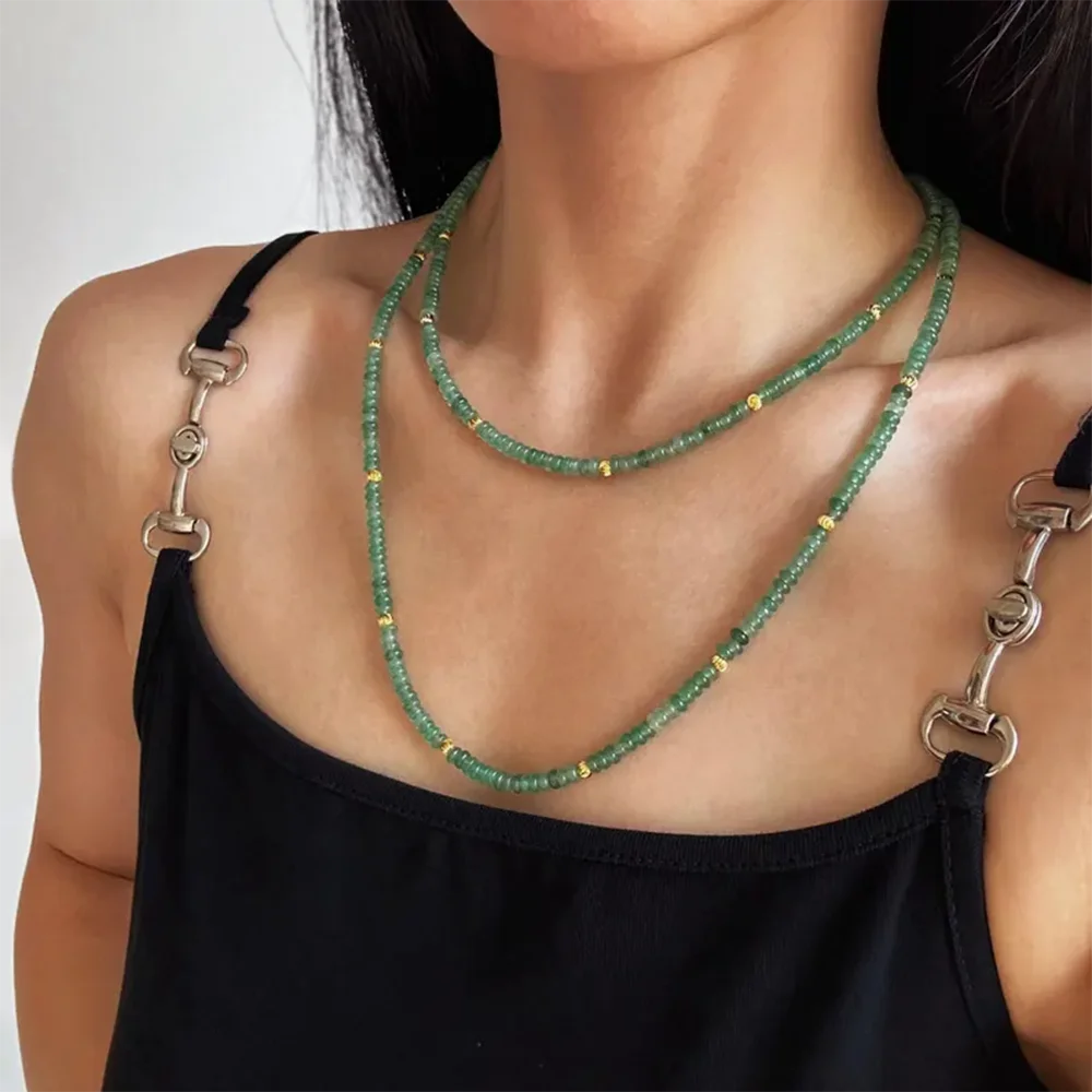 Green Aventurine Long Beaded Necklace