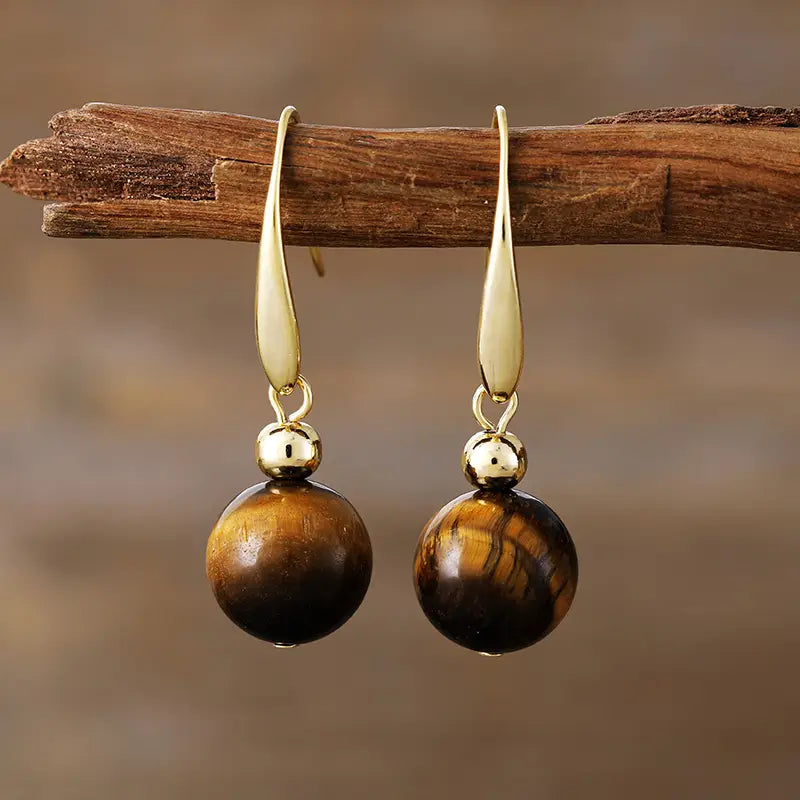 Inner Strength Tiger's Eye Beaded Set - Earring detail