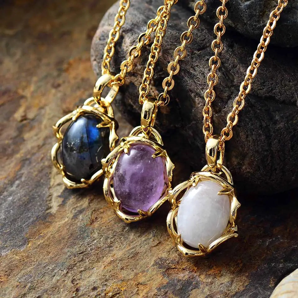 New Beginnings Moonstone Amethyst Necklace