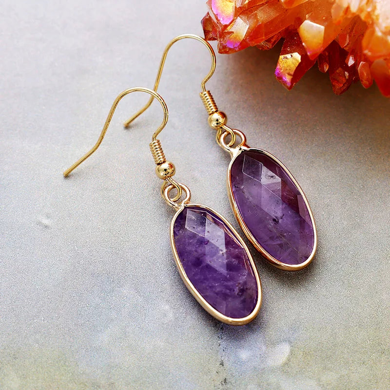 Trendy Natural Stone Pendant Dangle Earrings