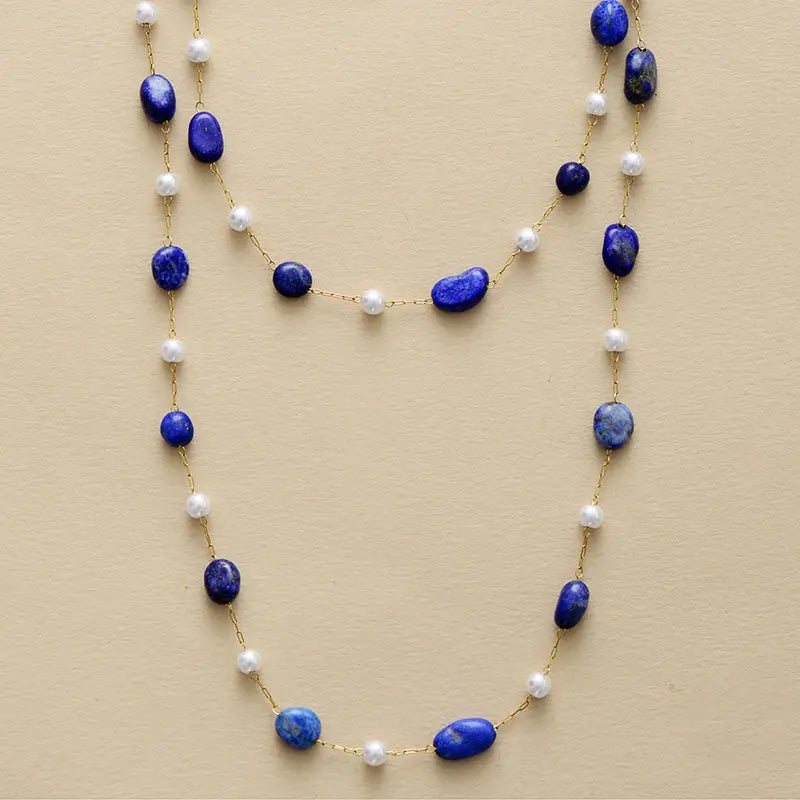 Inner Wisdom Layered Lariat Necklace - Lapis Lazuli