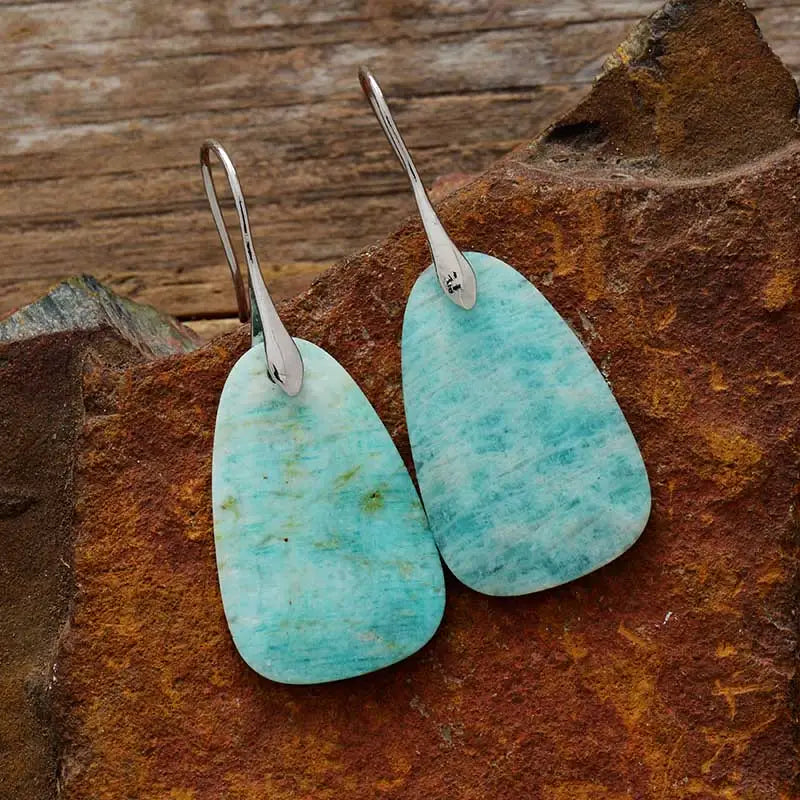 Harmony Amazonite Dangle Earrings - detail