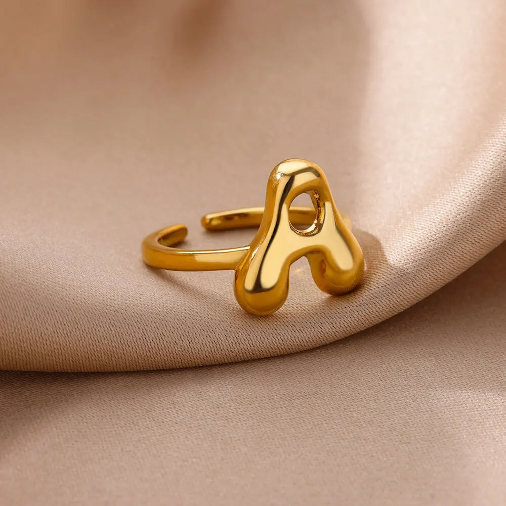 Bubble Letter Ring - 18k Gold Plated