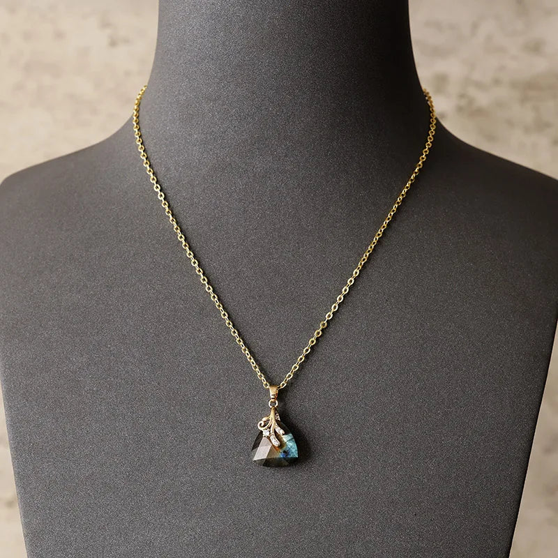 Luxury Geometric Gemstone Pendant Necklace