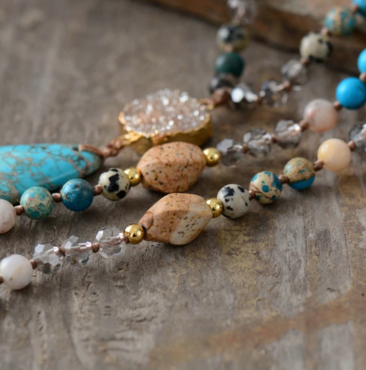 Druzy Jasper Teardrop Necklace