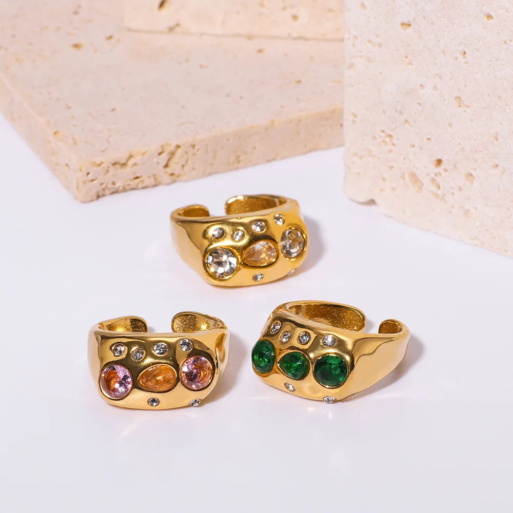 Colorful Inlays Crystal Ring
