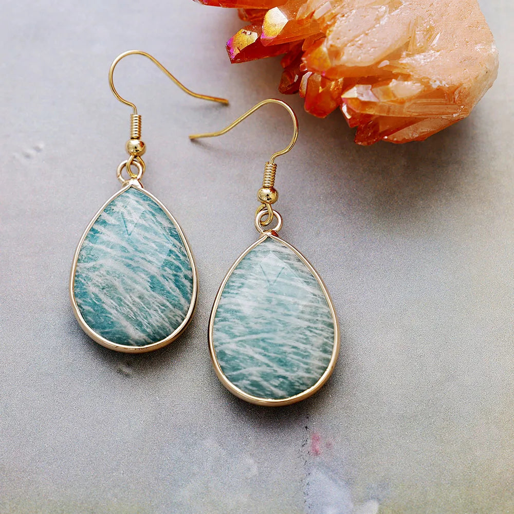 Ethereal Stone Water Drop Earrings