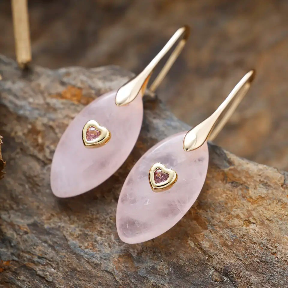 Wild Heart Rose Quartz Drop Earrings - Rose Quartz