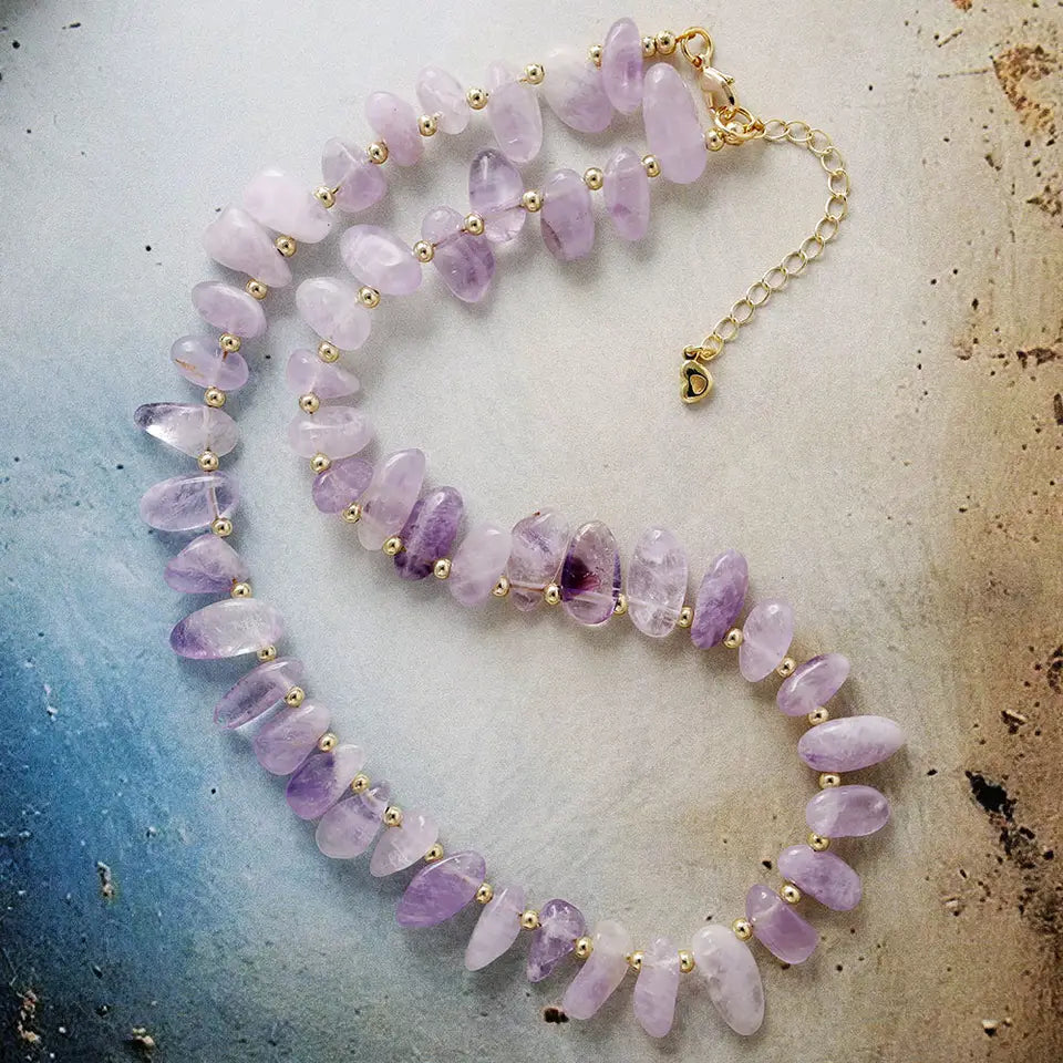 Earth Chip Stone Statement Choker - Light Amethyst