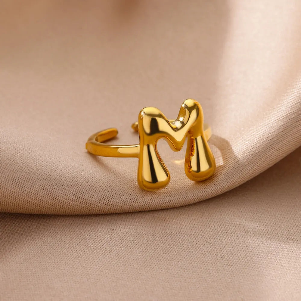 Bubble Letter Ring - 18k Gold Plated