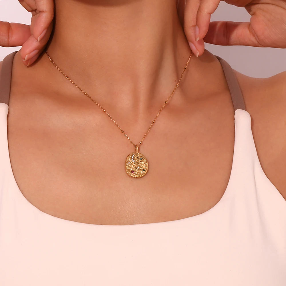 Crinkly Harmony Celestial Motifs Necklace