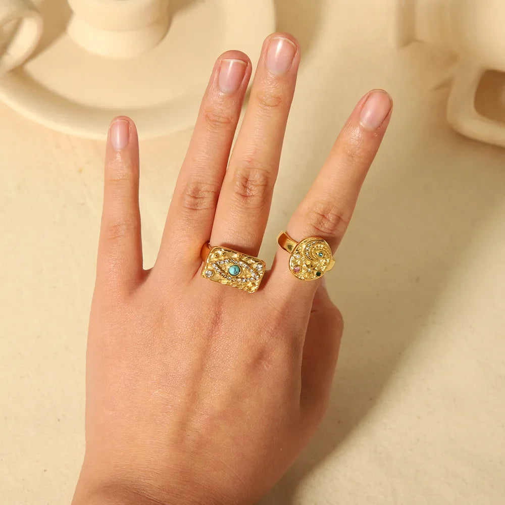 Lava-Hammered Texture Cocktail Ring