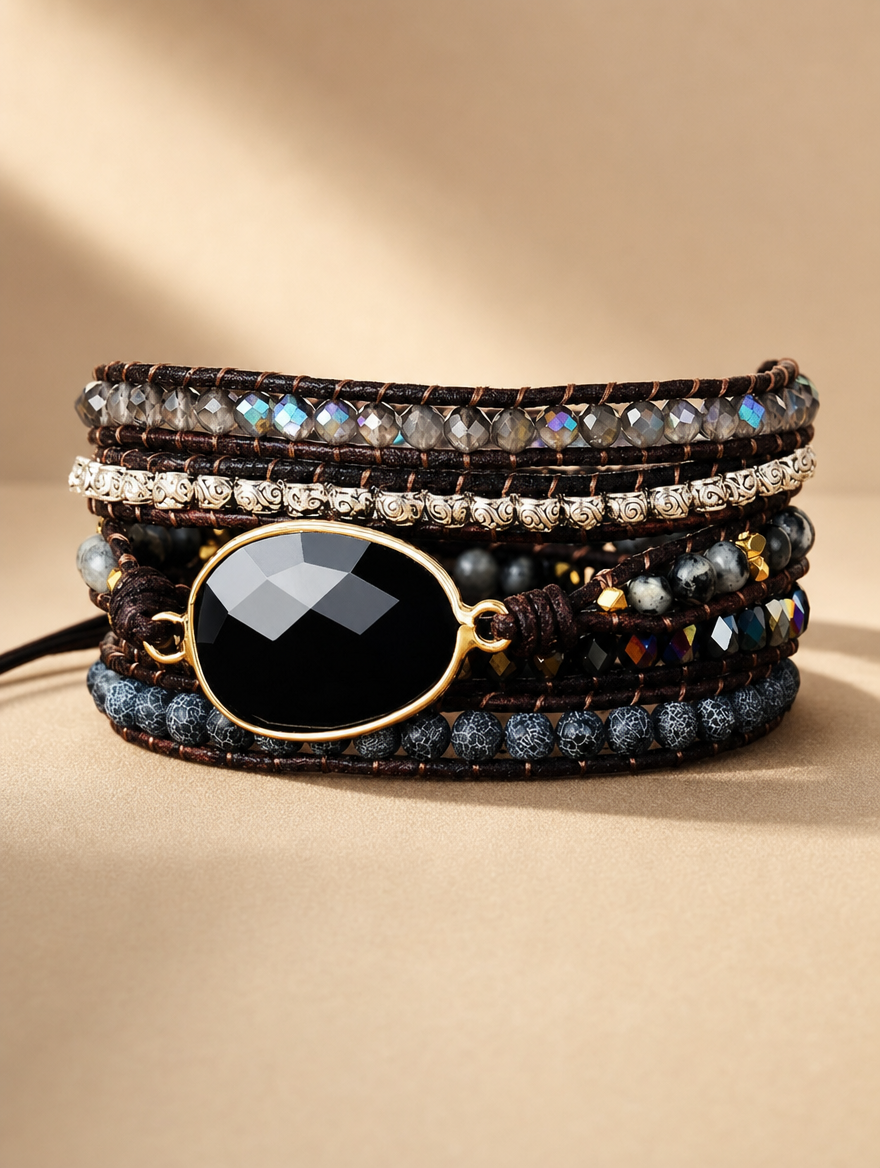 Grounded Onyx Wrap Bracelet - Studio
