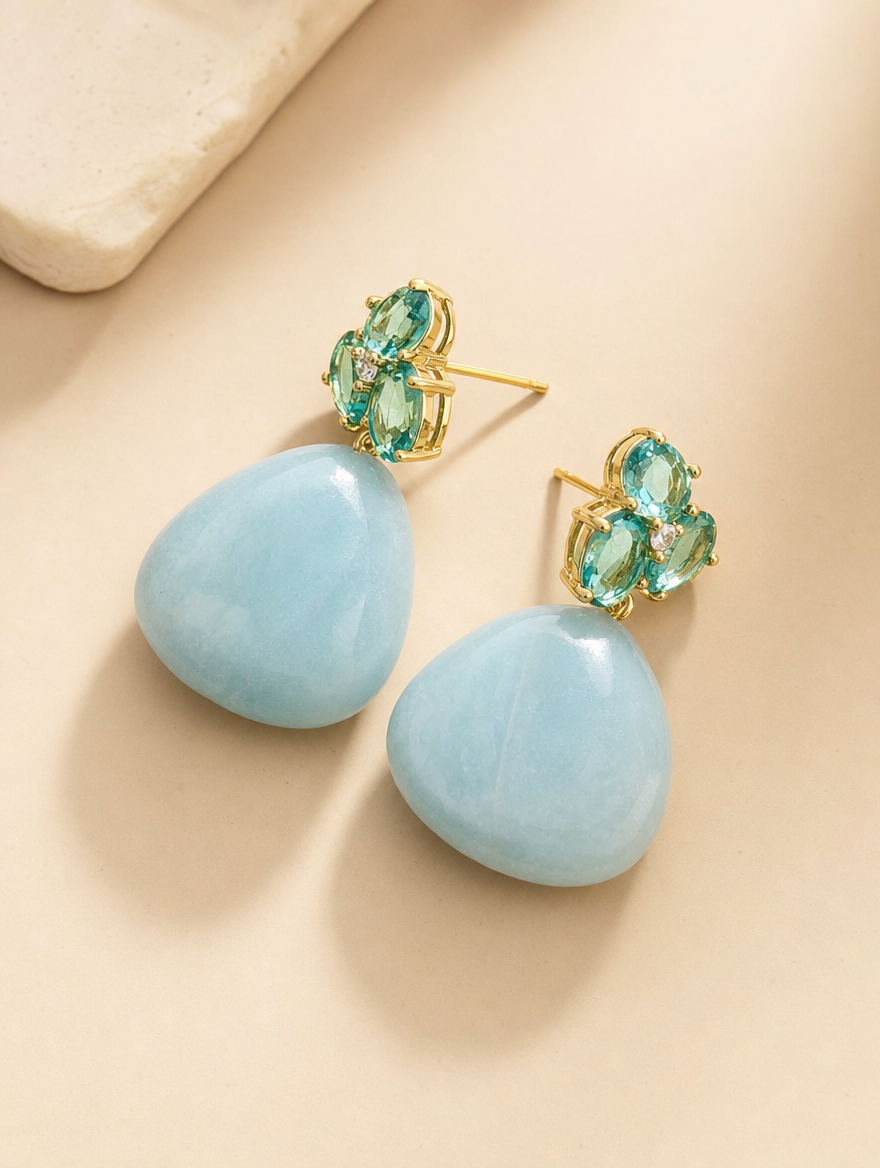 Serenity Amethyst Amazonite Dangle Earrings - Studio