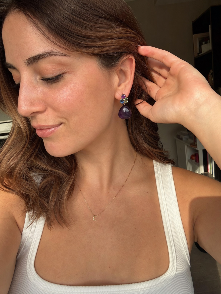 Serenity Amethyst Amazonite Dangle Earrings - UGC