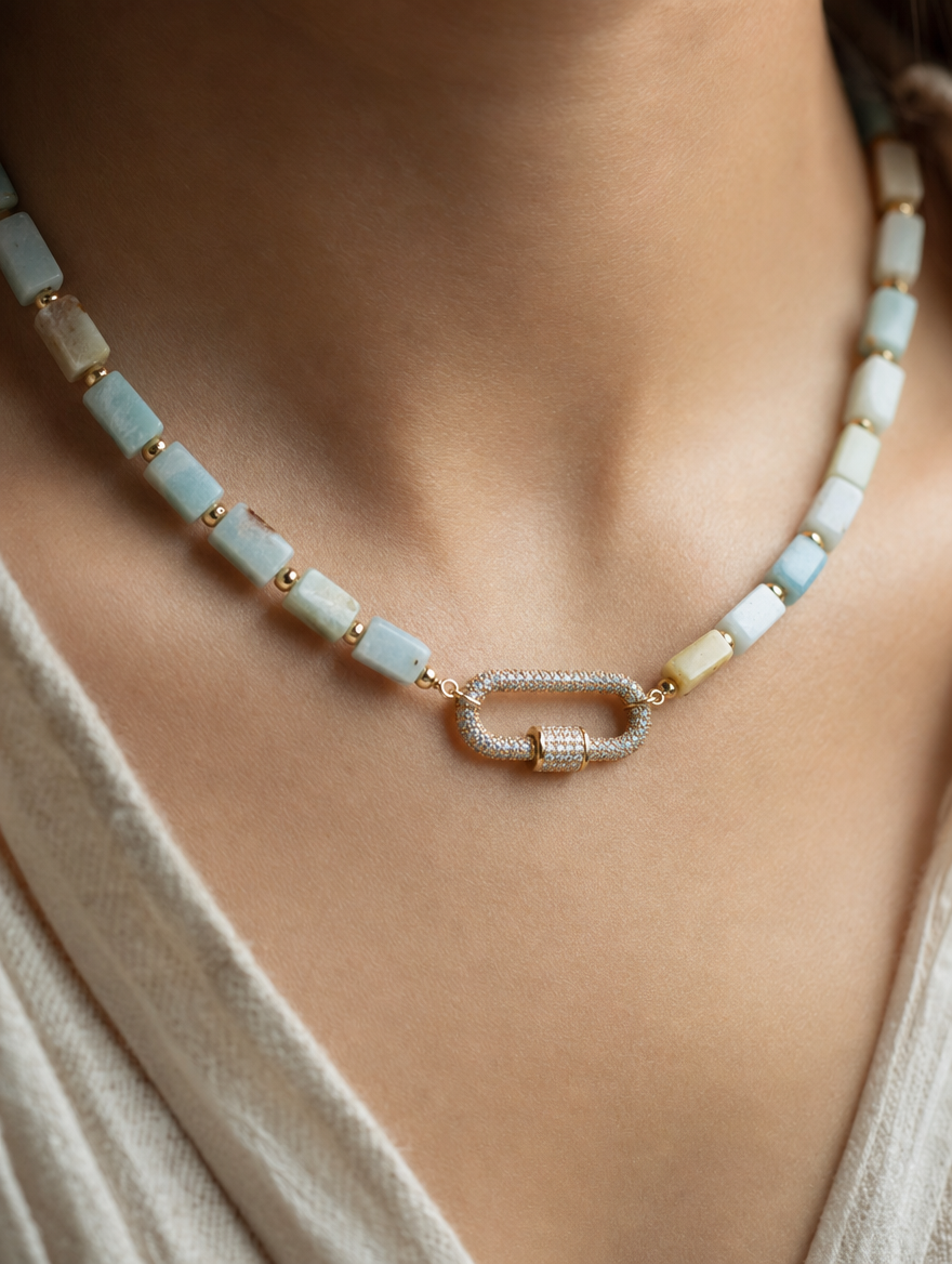 Harmony Amazonite Choker Necklace - Close-up