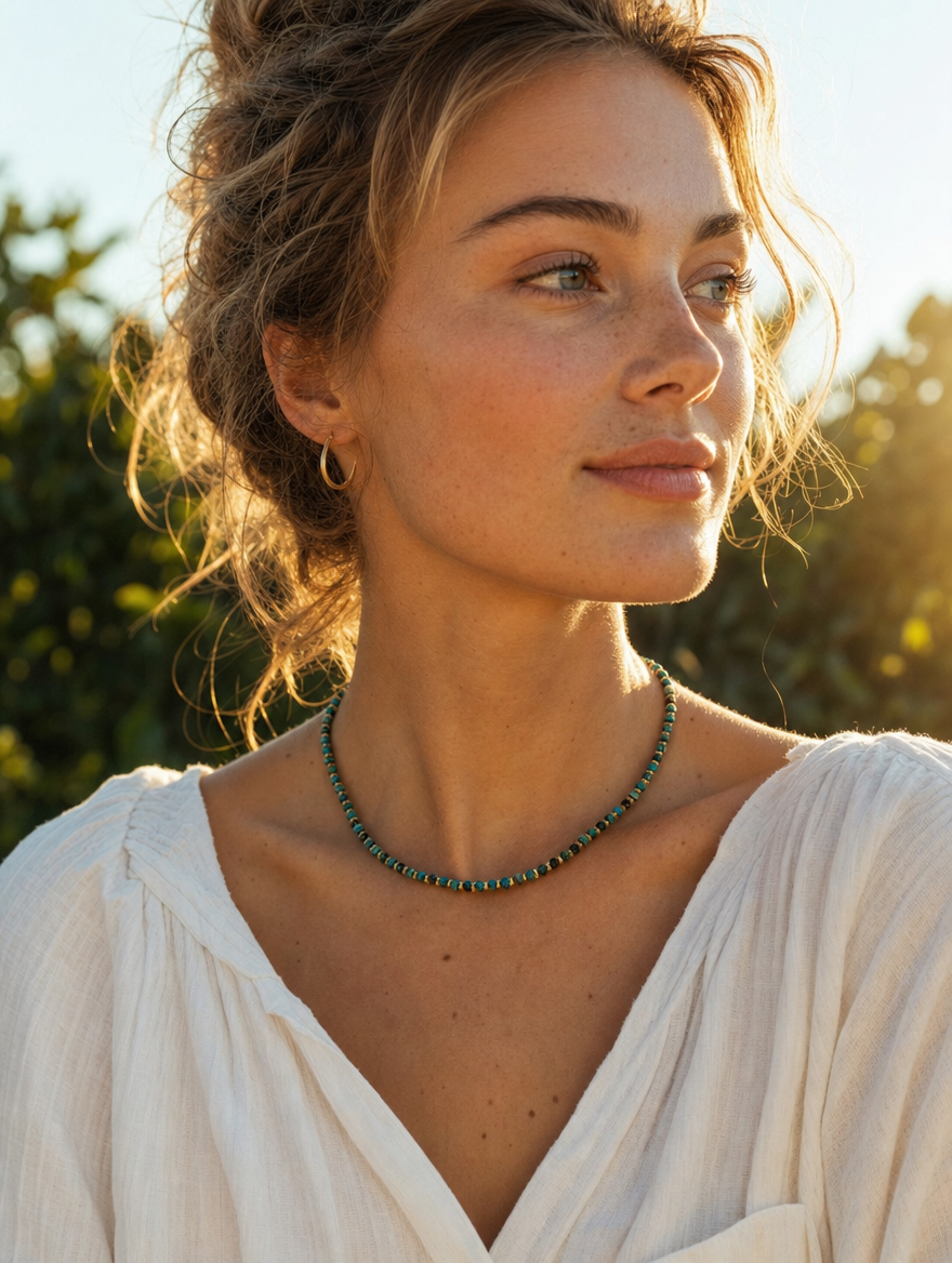 Earth Stone Beaded Choker - Lifestyle
