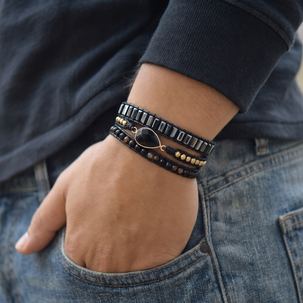 Wanderlust Layered Stone Bracelet - Close-up