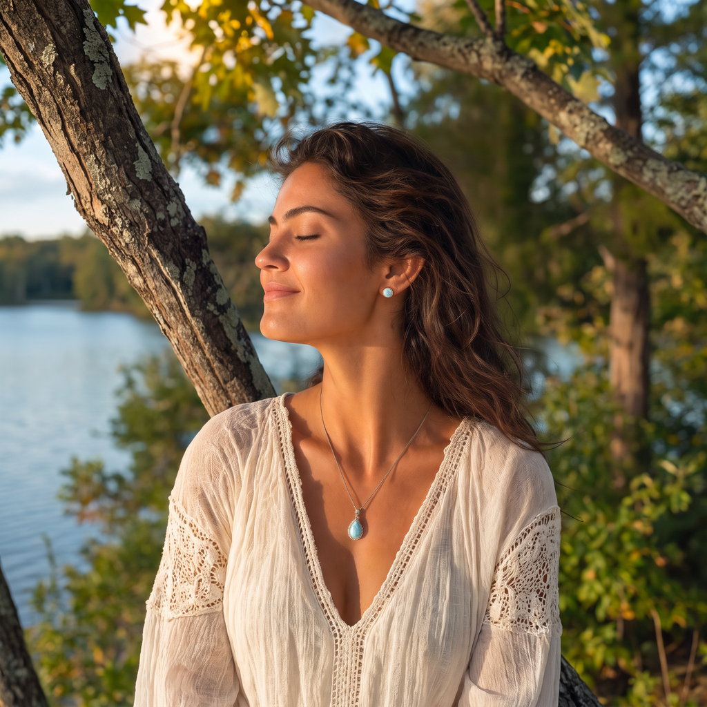 Ocean Larimar Drop Earrings - Lifestyle