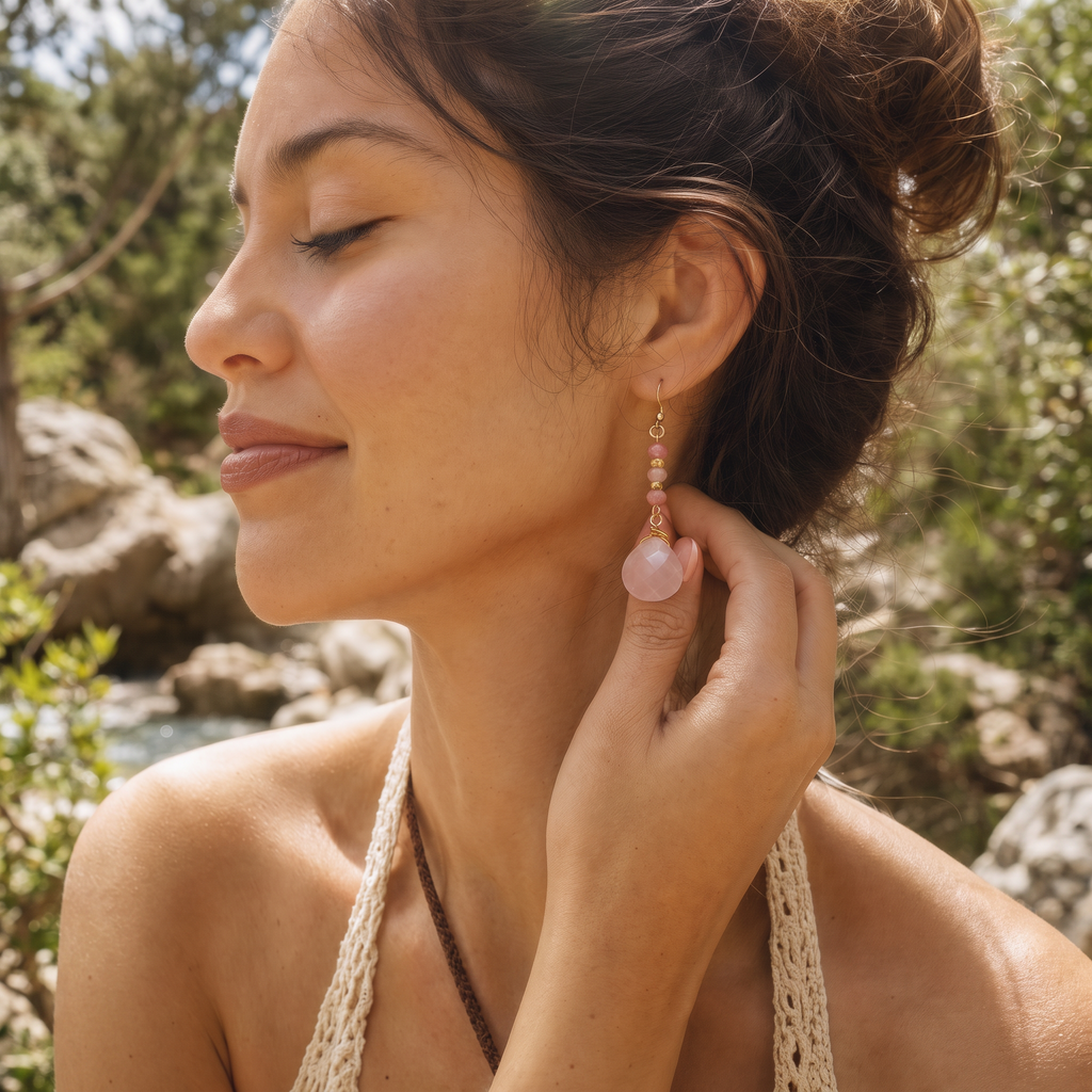 Free Spirit Wire-Wrapped Teardrop Earrings - Lifestyle