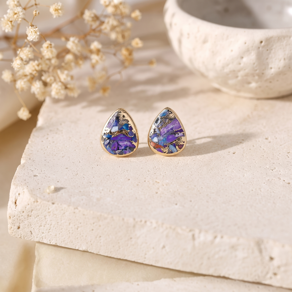 Horizon Chip Stone Stud Earrings - Studio