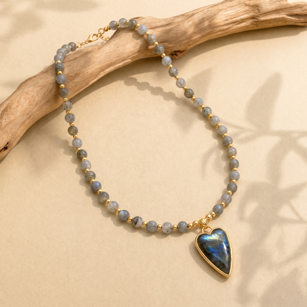 Aura Labradorite Heart Choker - Studio
