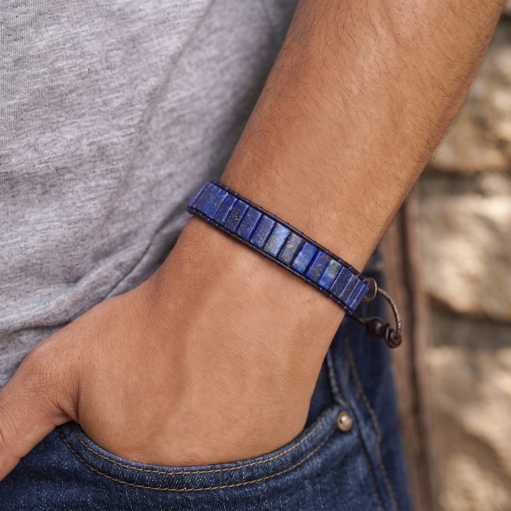Inner Truth Lapis Lazuli Wrap Bracelet - Close-up