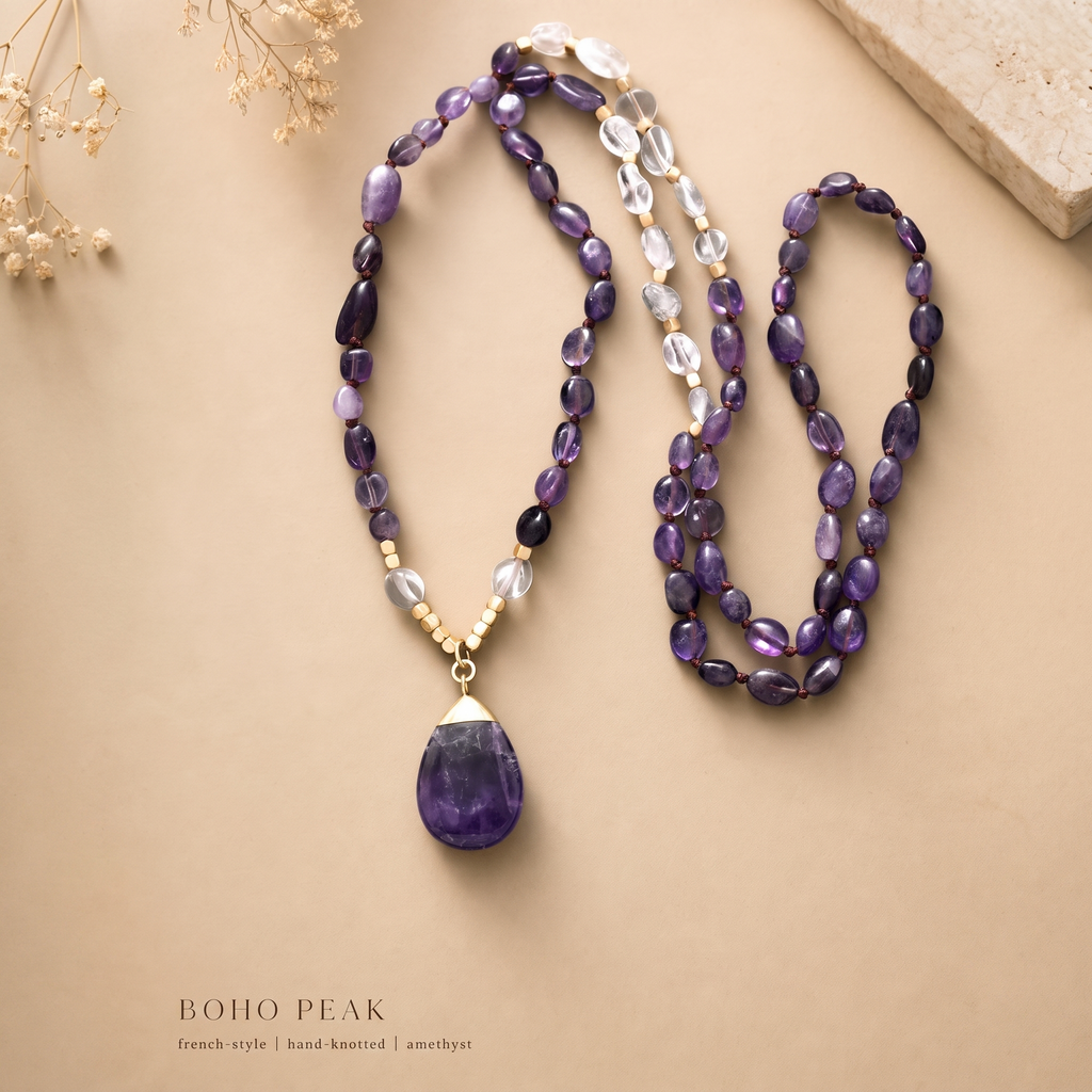 Tranquility Amethyst Statement Necklace - Studio