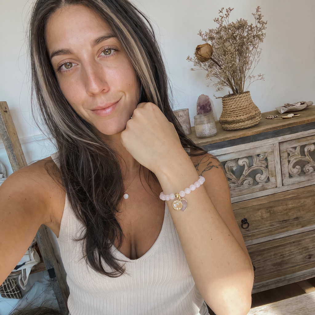 Loving Heart Rose Quartz Stretch Bracelet - UGC