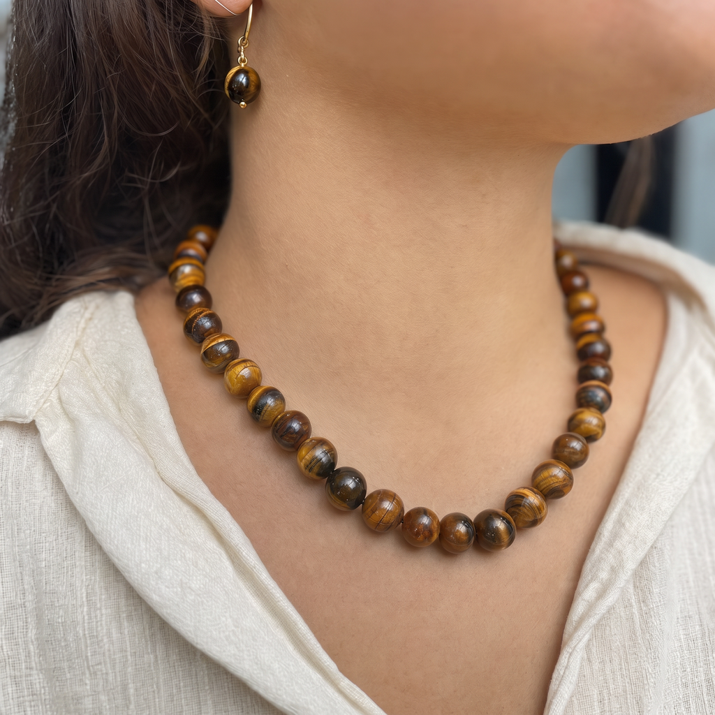 Inner Strength Tiger's Eye Beaded Set - Close-up
