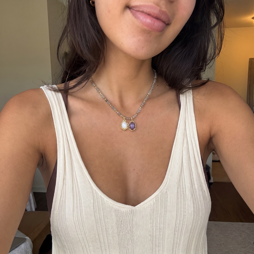 New Beginnings Moonstone Amethyst Necklace - UGC