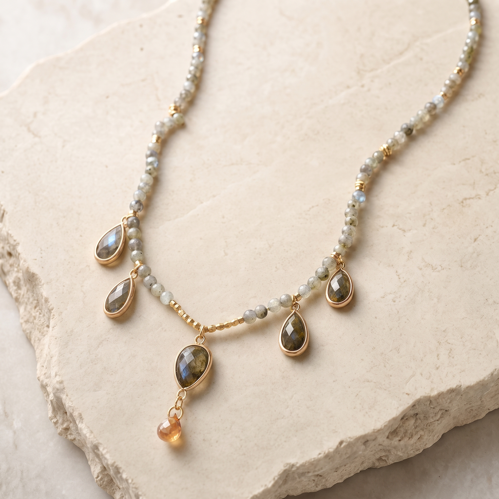 Aura Labradorite Teardrop Necklace - Studio