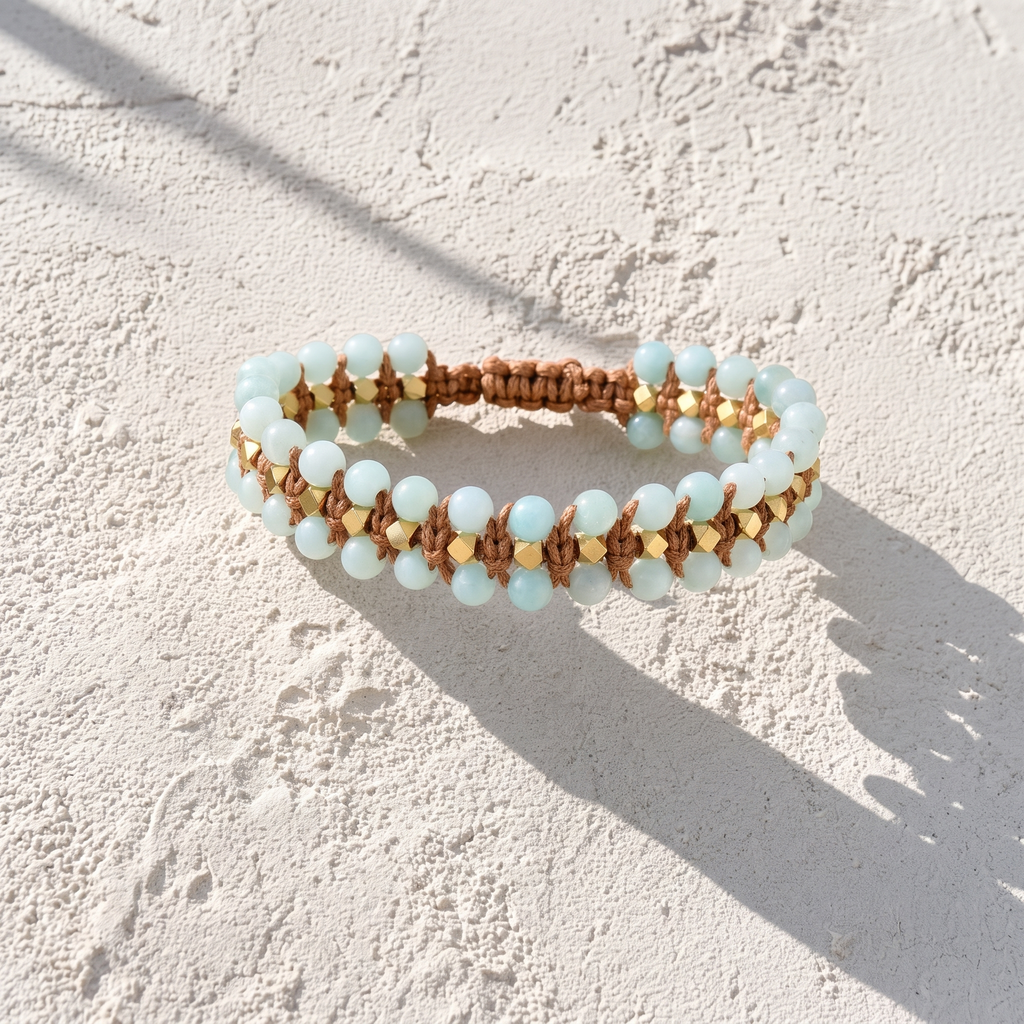 Free Spirit Amazonite Cord Bracelet - Flat-lay