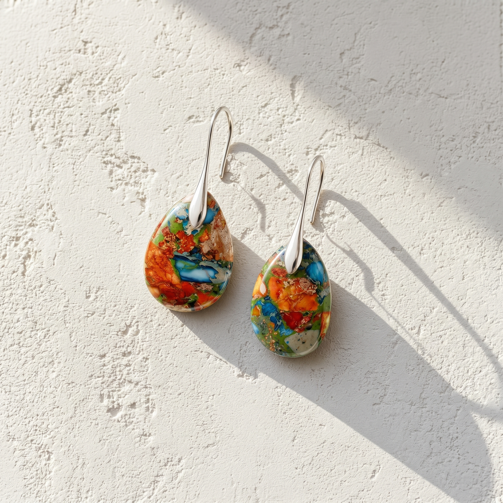 Grounded Jasper Waterdrop Earrings - Flat-lay