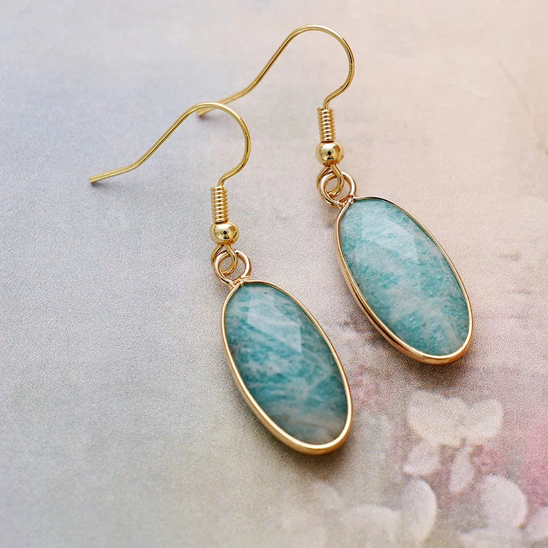 Trendy Natural Stone Pendant Dangle Earrings