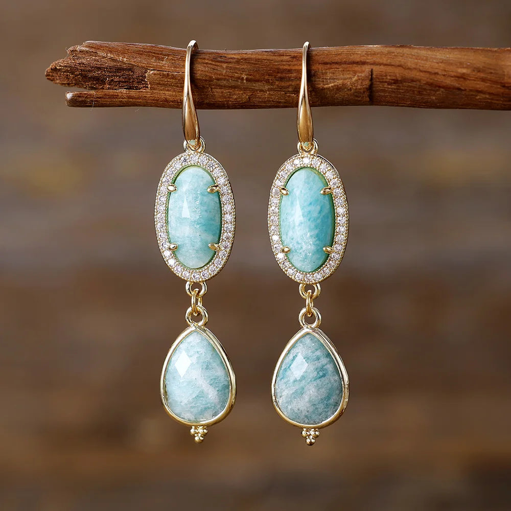 Deco Luxe Gemstone Teardrop Earrings