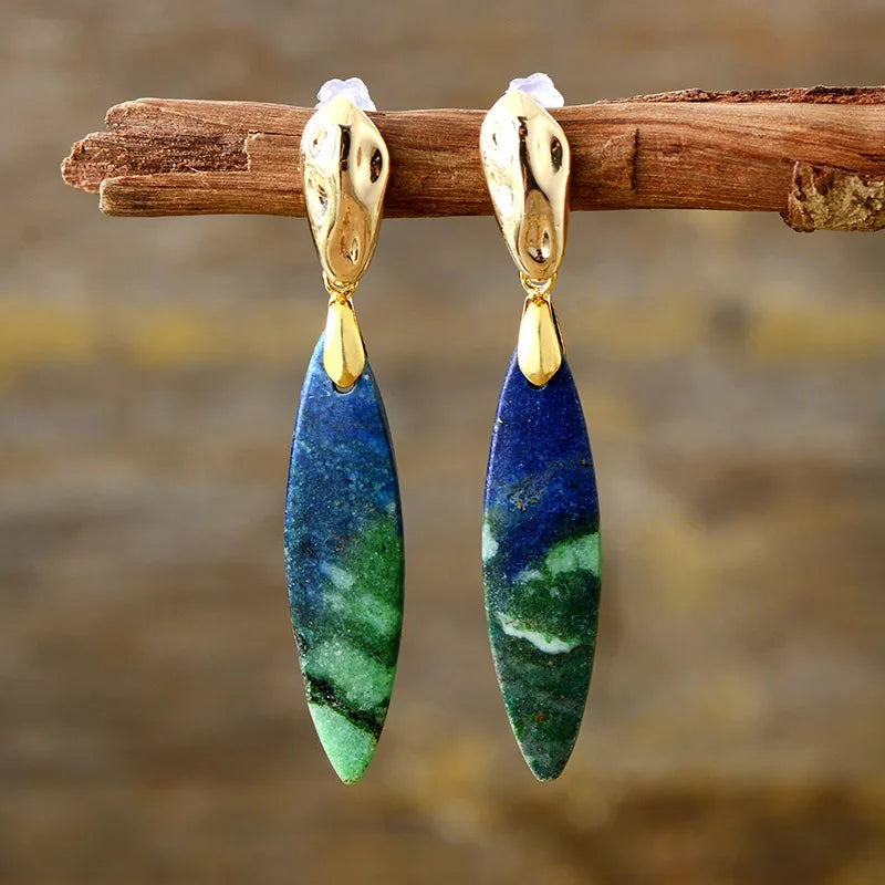 Elongated Leaf Bar Studs Earrings