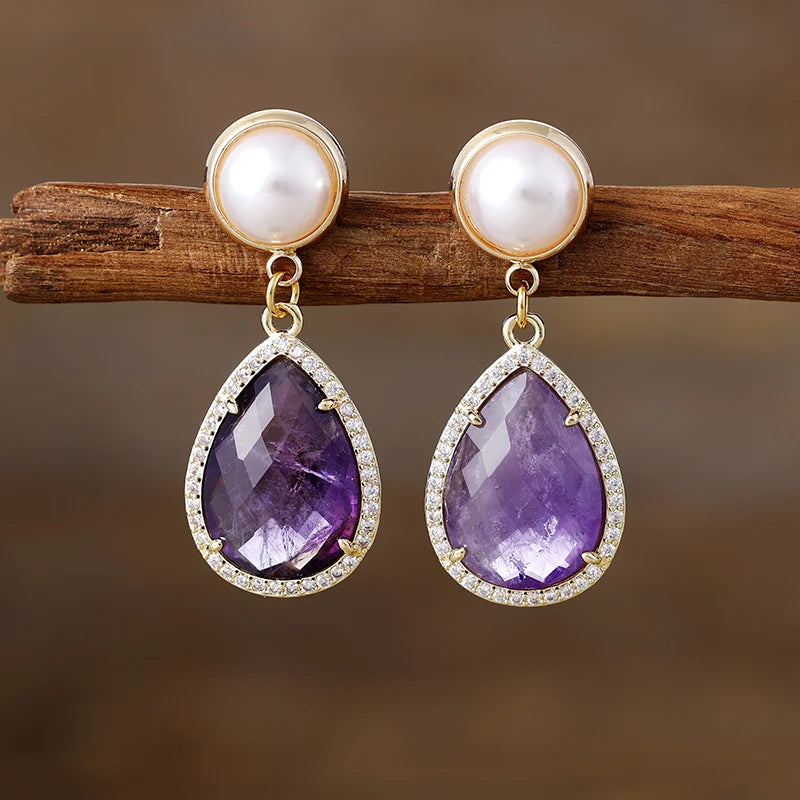 Art Deco Teardrop & Floral Elegance Earrings