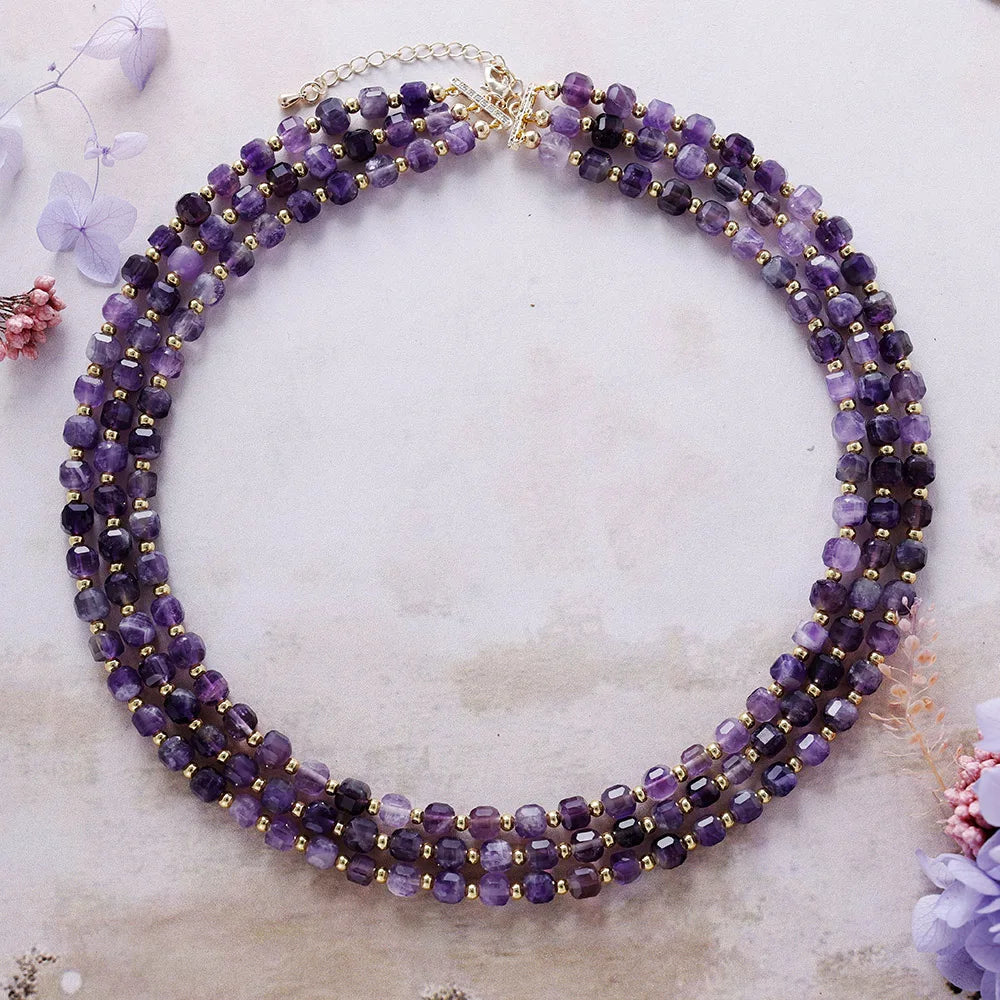 Triple Layers Gemstone Necklace