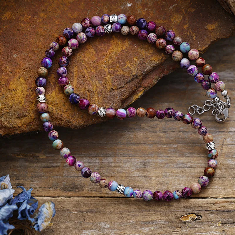 Minimalist Jasper Beaded Choker Necklace