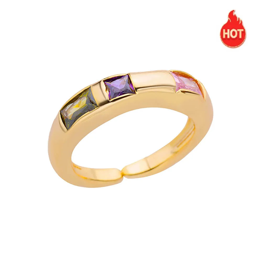 Bezel-Set Zircon Stones Ring