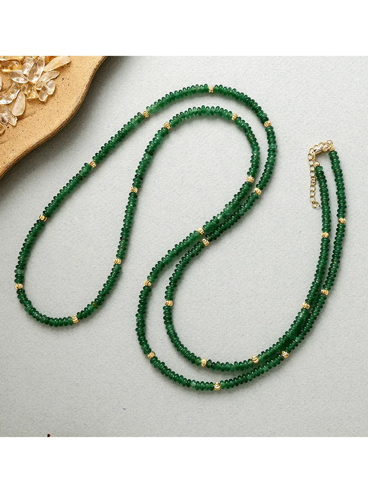 Green Aventurine Long Beaded Necklace