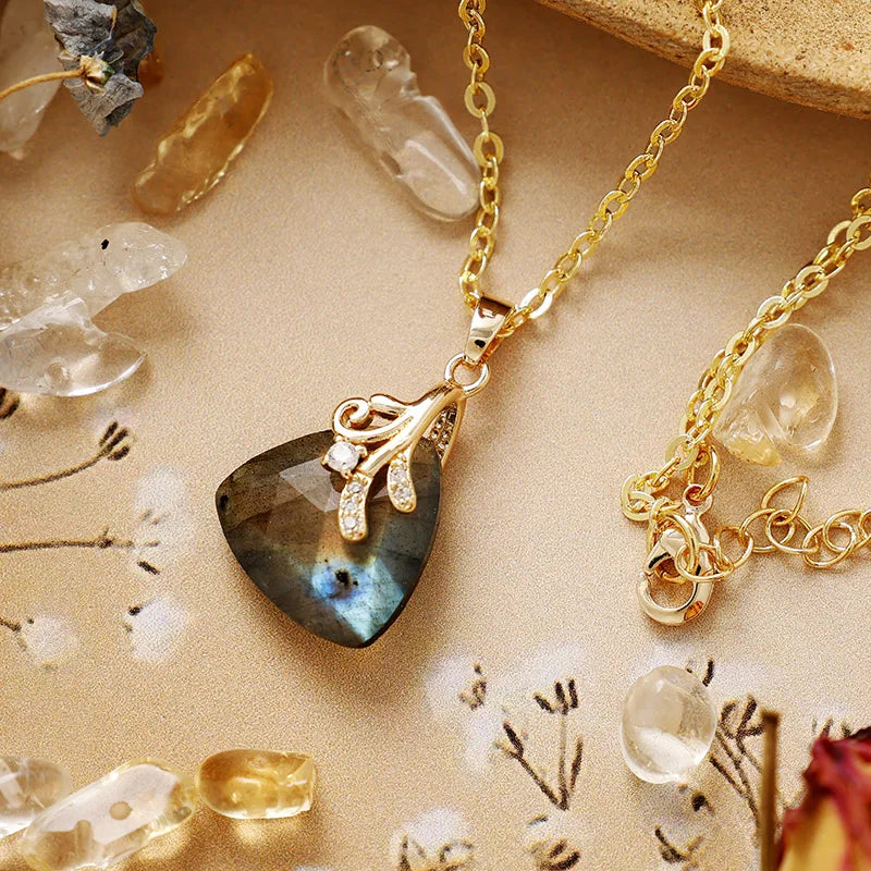 Luxury Geometric Gemstone Pendant Necklace